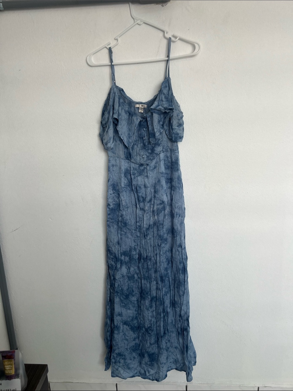 Muse Blue Tie-Dye Ruffle Maxi Dress